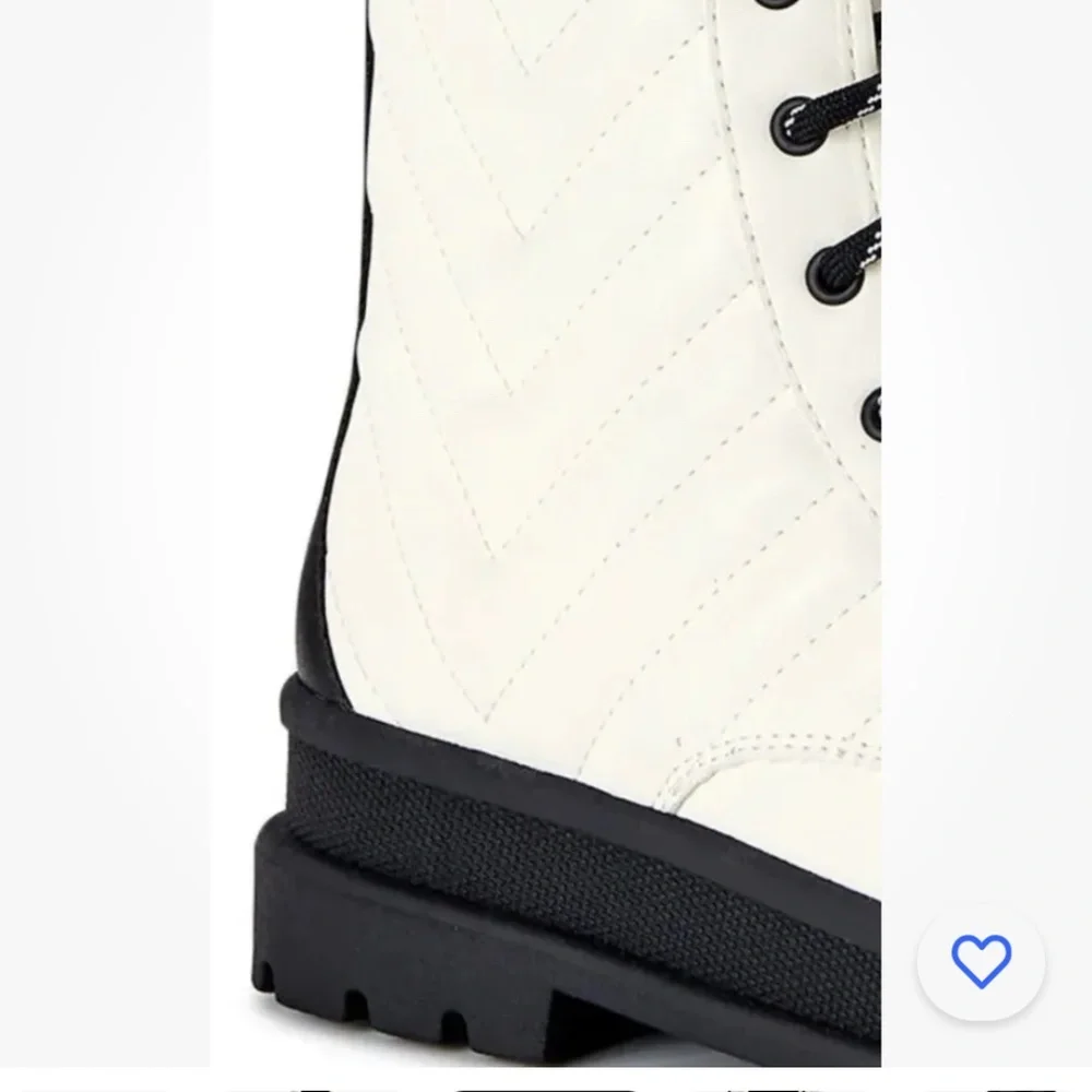 Wonder Nation Girls Ivory Quilted Combat Boots Size 1 NEW